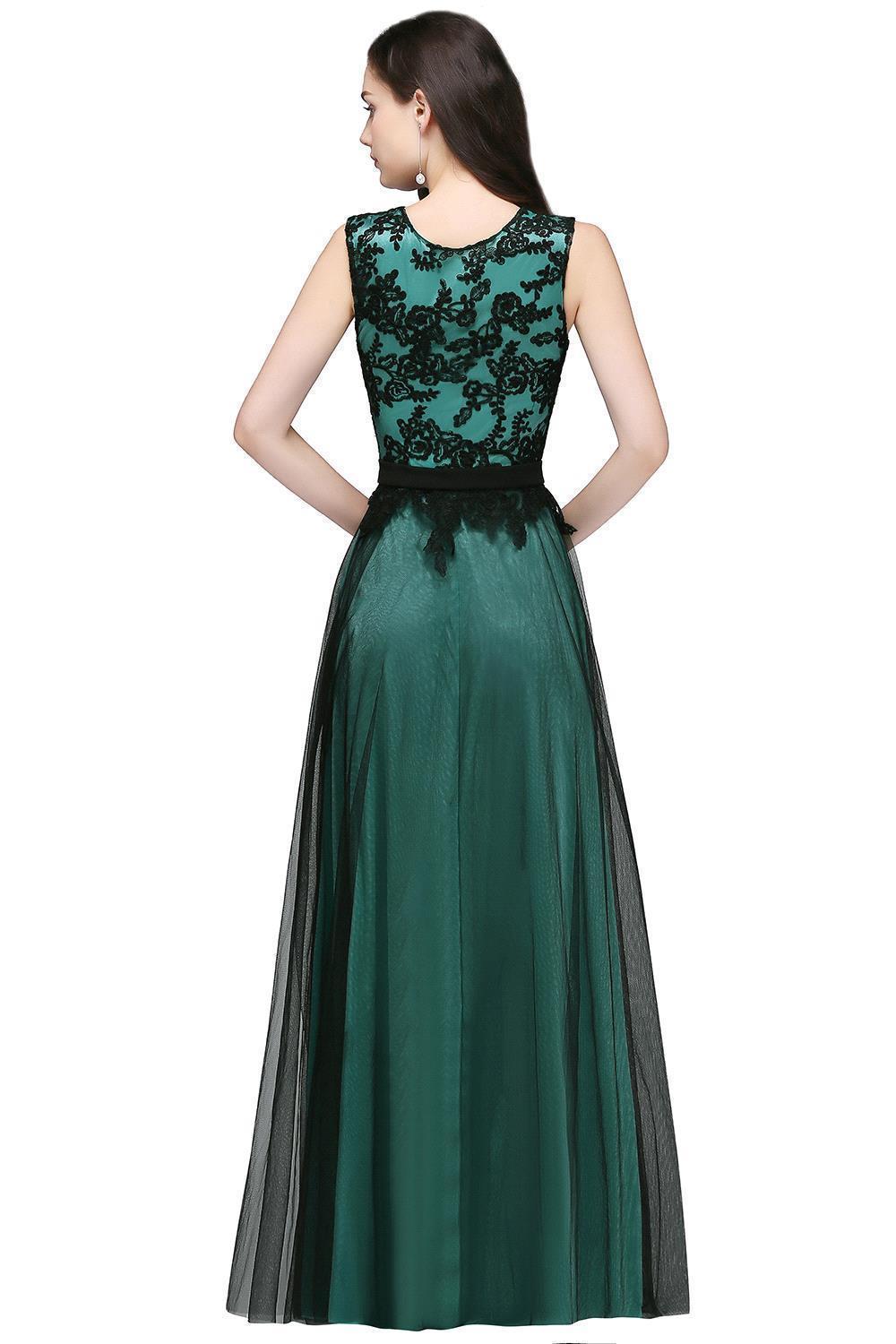 Elegant A-Line Tulle Lace Sleeveless Floor-Length Bridesmaid Dress with Sash