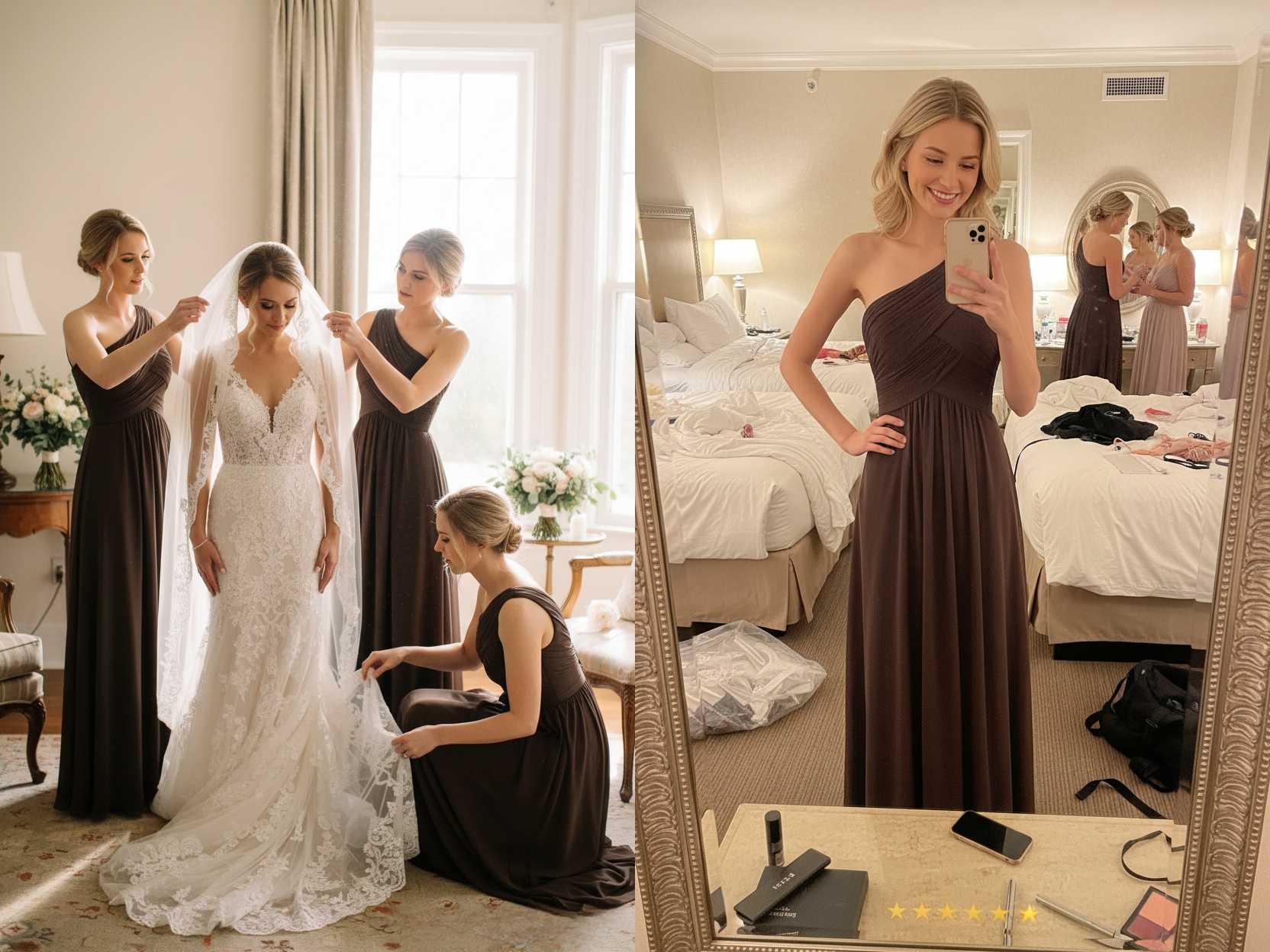 Elegant A-line Chiffon Ruffles One Shoulder Long Bridesmaid Dress-Review1