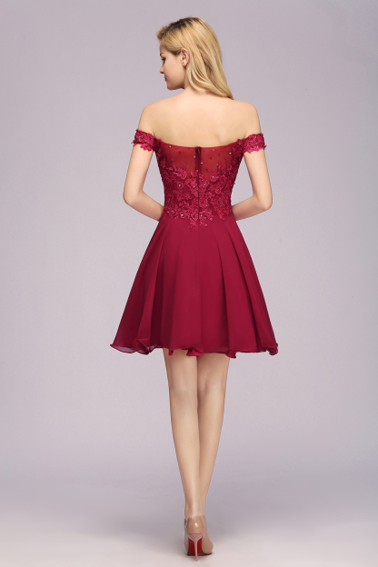 Elegant Lace Off-the-Shoulder Short Bridesmaid Dress