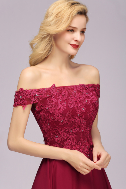 Elegant Lace Off-the-Shoulder Short Bridesmaid Dress