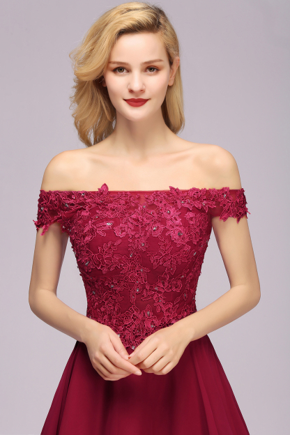 Elegant Lace Off-the-Shoulder Short Bridesmaid Dress