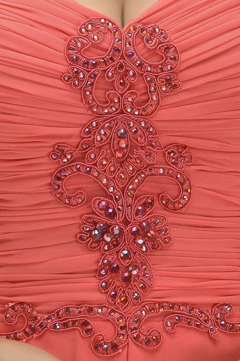 BM0084 Elegant Spaghetti Straps Ruffles Appliques Bridesmaid Dress