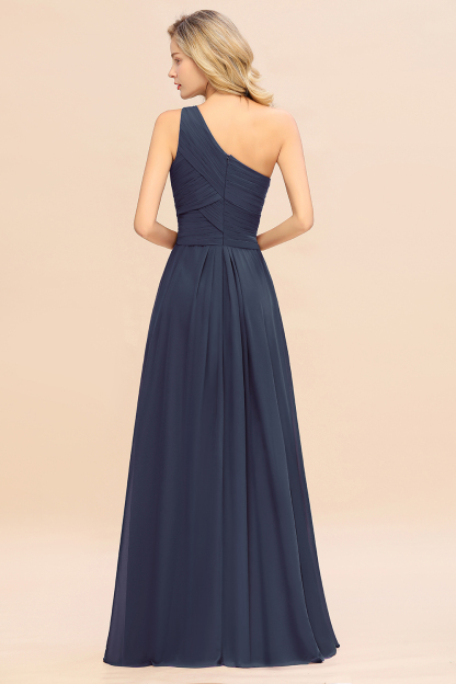 Elegant Stormy A-line Chiffon Ruffles One Shoulder Long Bridesmaid Dress