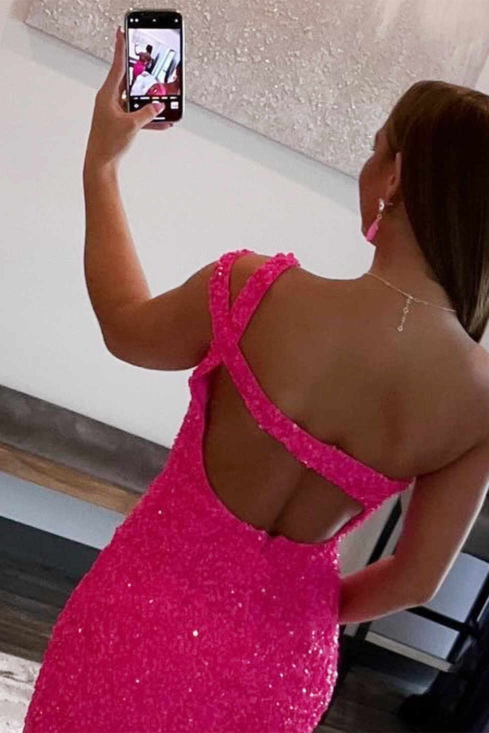 One Shoulder Blue Sequined Bodycon Homecoming Dress