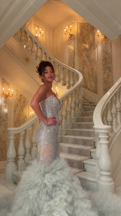 Sweetheart Beading Mermaid Long Prom Dress with Ruffled Train