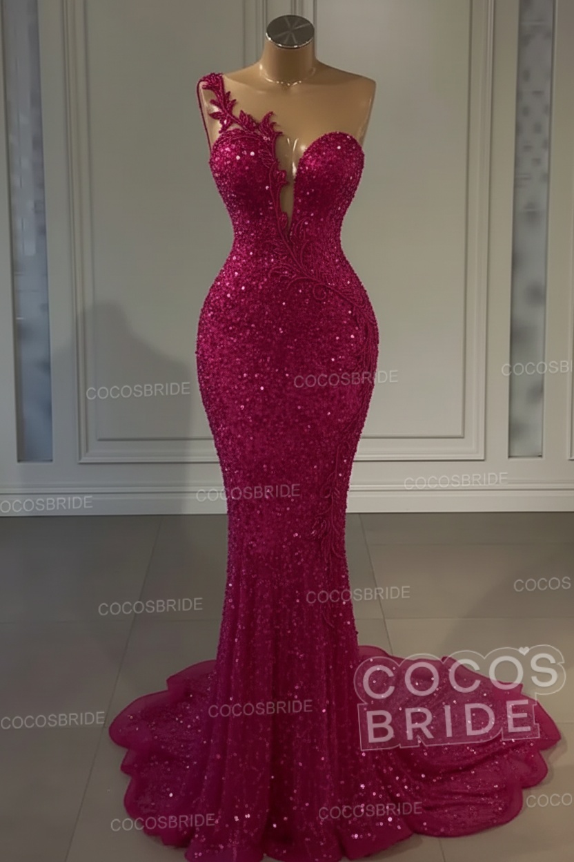 Long Mermaid Sweetheart Tulle Sequin Formal Prom Dress