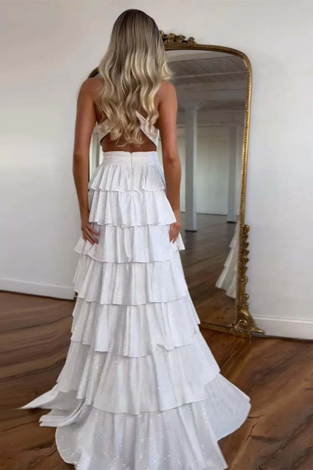 Cocosbride Fuchsia Halter A-line Long Prom Dress with Slit