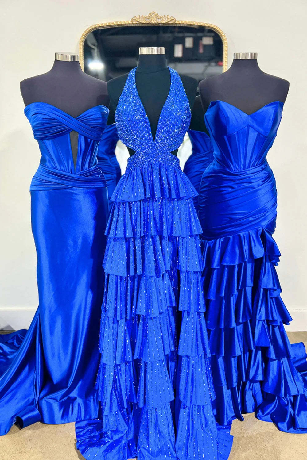 Cocosbride Fuchsia Halter A-line Long Prom Dress with Slit