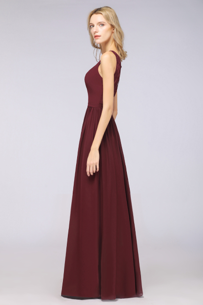 Gorgeous A-line V-neck Ruffles Straps Long Bridsmaid Dress