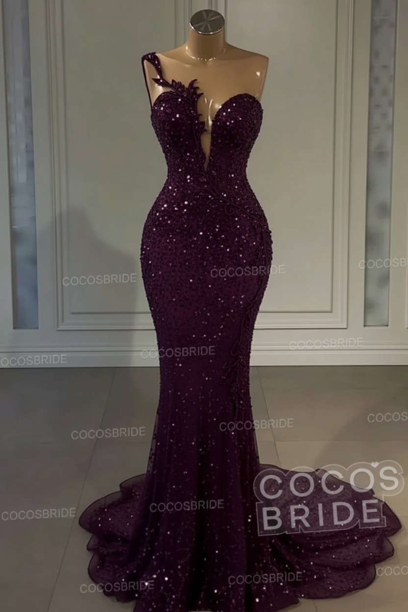 Long Mermaid Sweetheart Tulle Sequin Formal Prom Dress