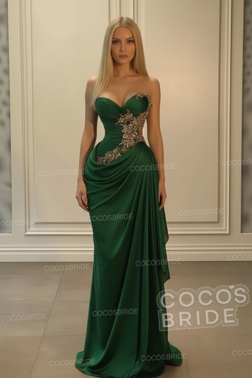 Sweetheart Mermaid Long Chiffon Prom Dress with Beads