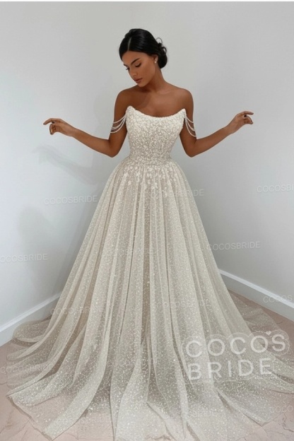 Long A-line Sparkly Sleeveless Sequined Formal Prom Dress