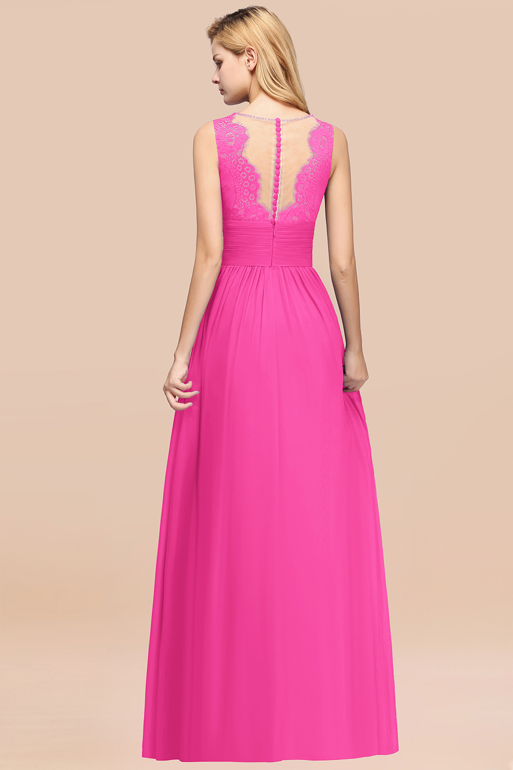 Lace Chiffon Jewel Sleeveless Ruffles Short Bridesmaid Dress