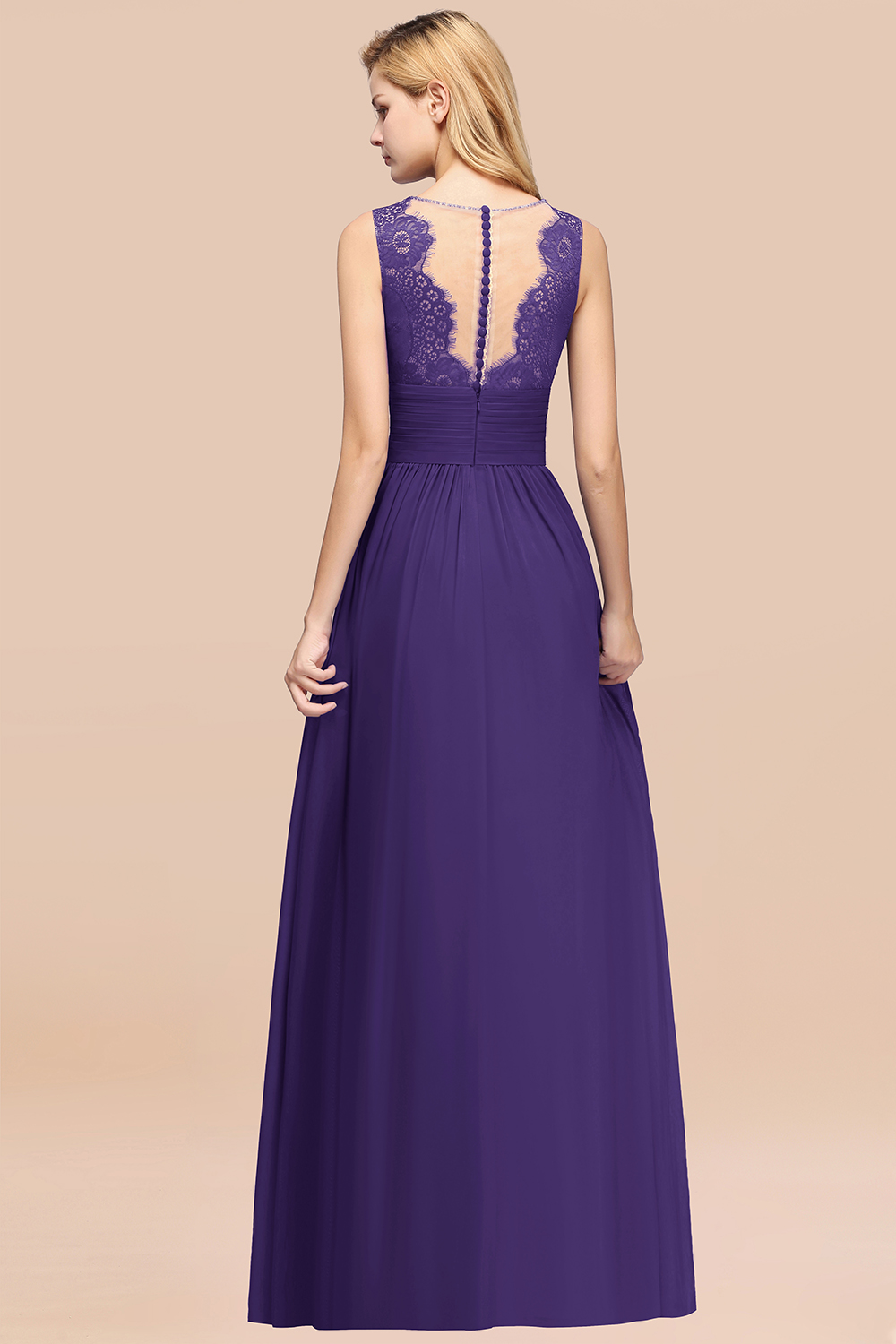 Lace Chiffon Jewel Sleeveless Ruffles Short Bridesmaid Dress
