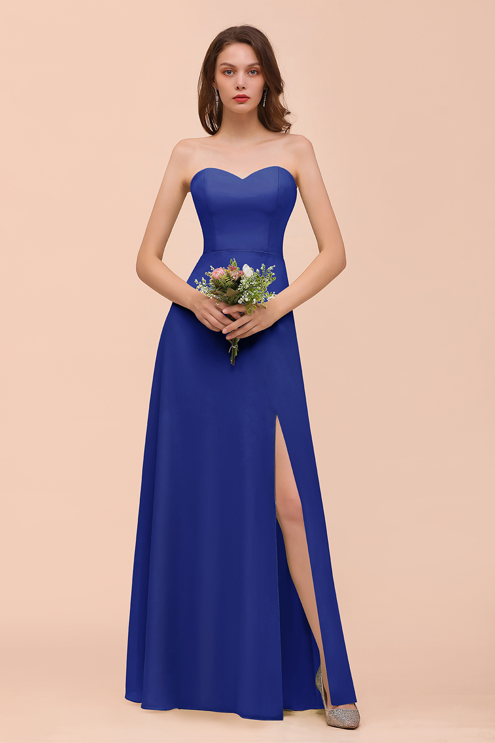 Long A-Line Sweetheart Chiffon Bridesmaid Dress with Slit