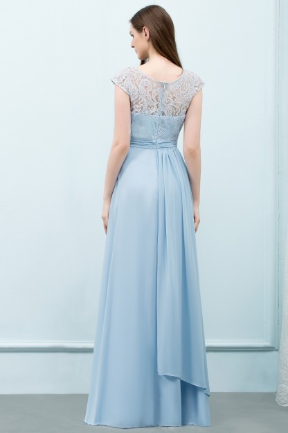 Long Chiffon Lace A-line Floor Length Bridesmaid Dress