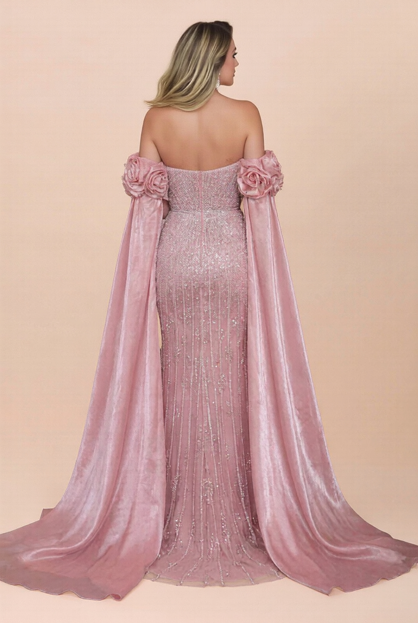 Long Sequined Strapless Mermaid Evening Formal Dress