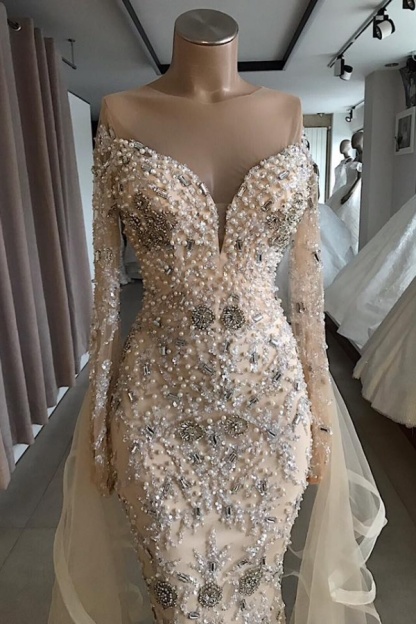 Luxury Long Sleeves Off the Shoulder Mermaid Prom Dresses