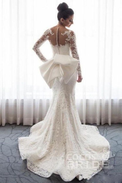 Luxury Long Sleeves Sweetheart Lace Mermaid Wedding Dresses