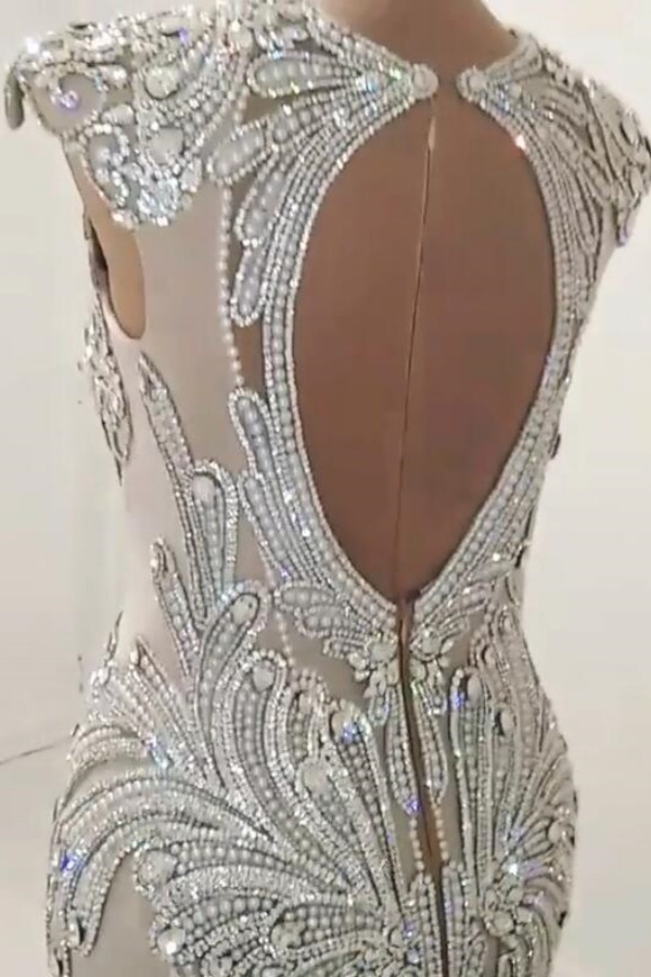 Luxury Sleeveless Open Back Long Mermaid Wedding Dress with Beads