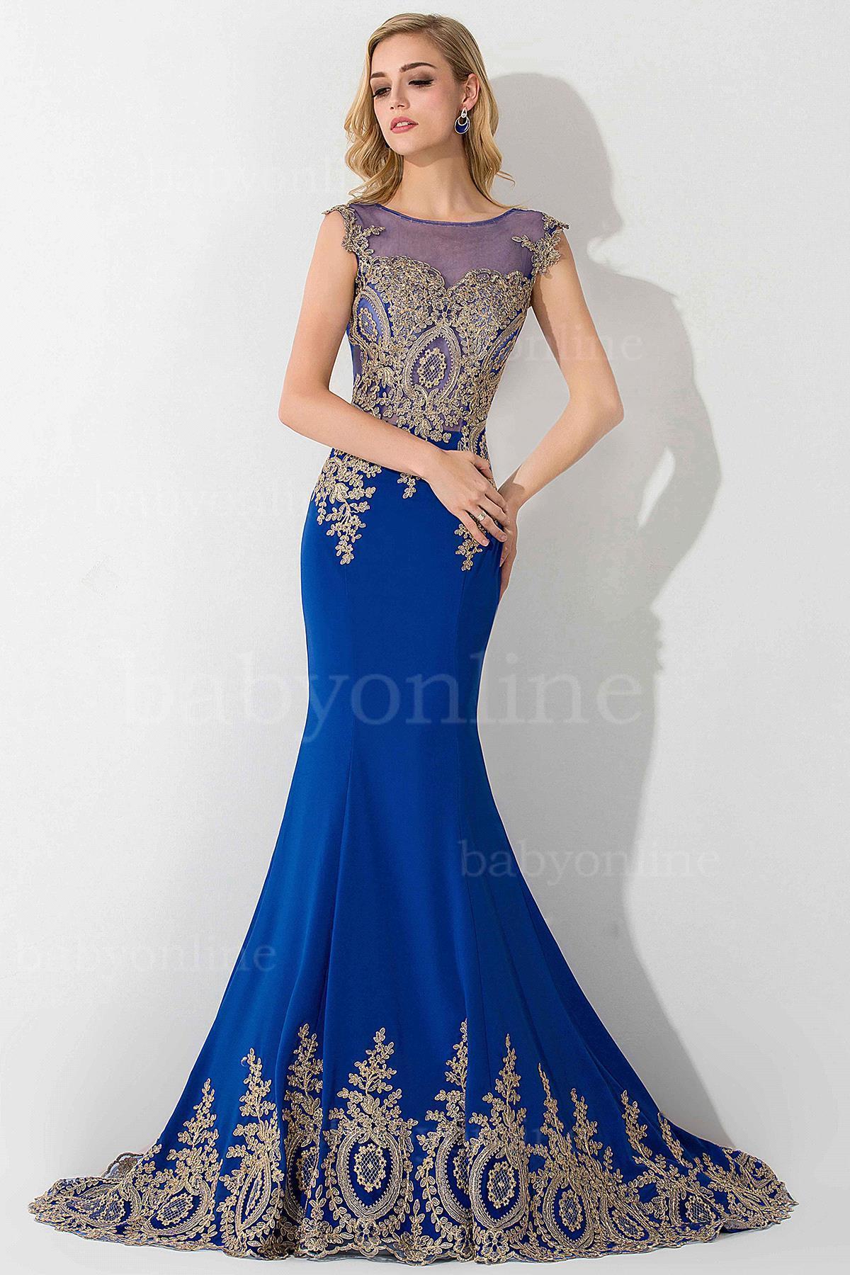 Mermaid Chiffon Scoop Sleeveless Court Train Evening Dress with Appliques