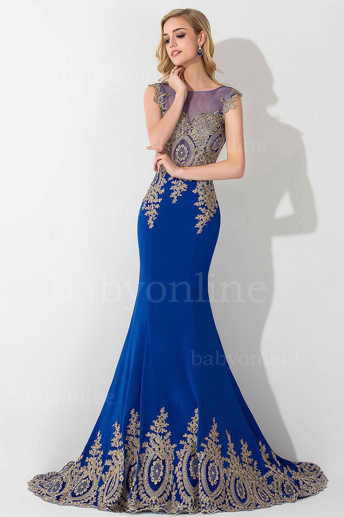 Mermaid Chiffon Scoop Sleeveless Court Train Evening Dress with Appliques