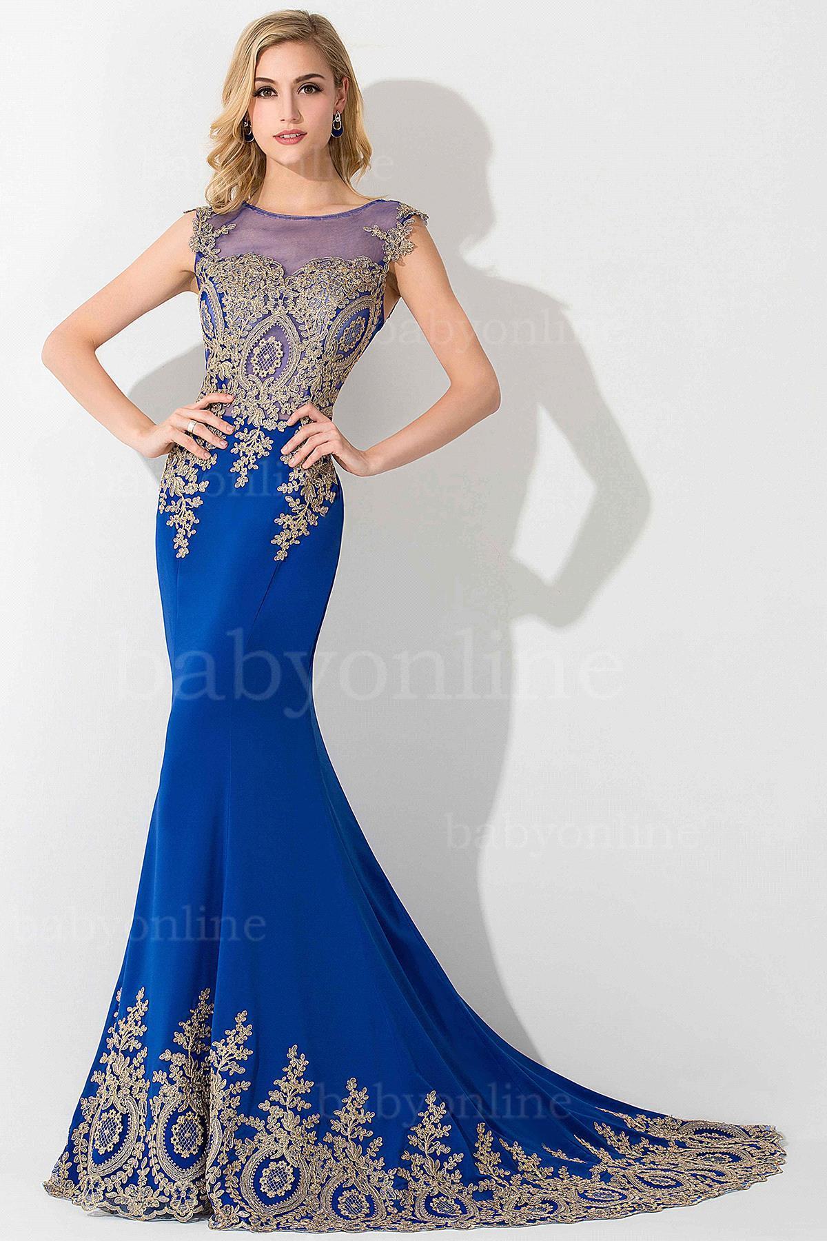 Mermaid Chiffon Scoop Sleeveless Court Train Evening Dress with Appliques