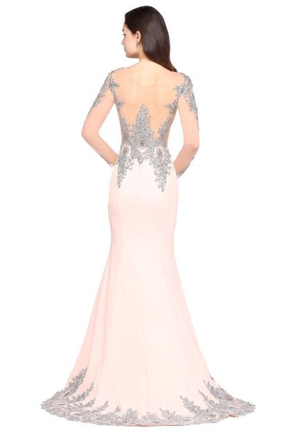 Mermaid Long Sleeves Appliques Beads Wedding Guest Dresses