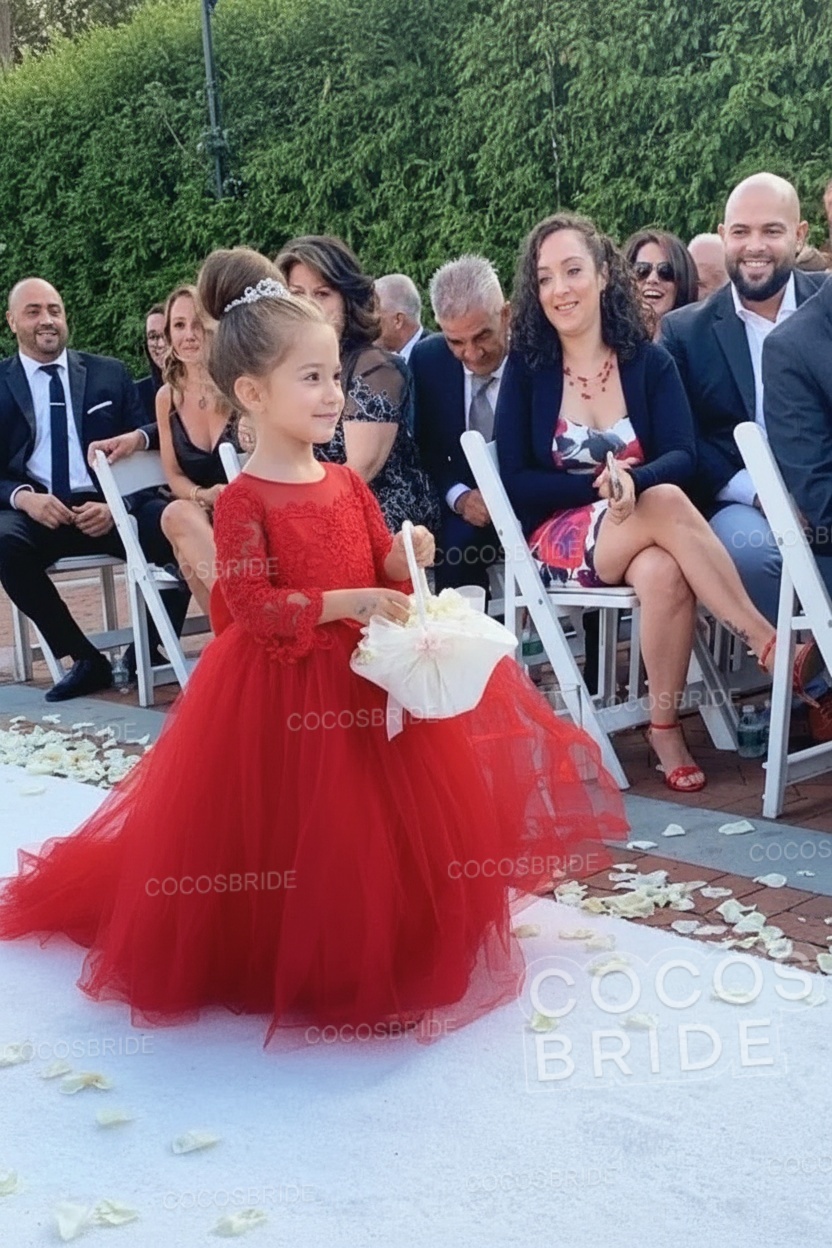 Boho Long Sleeves Lace Flower Girl Dresses