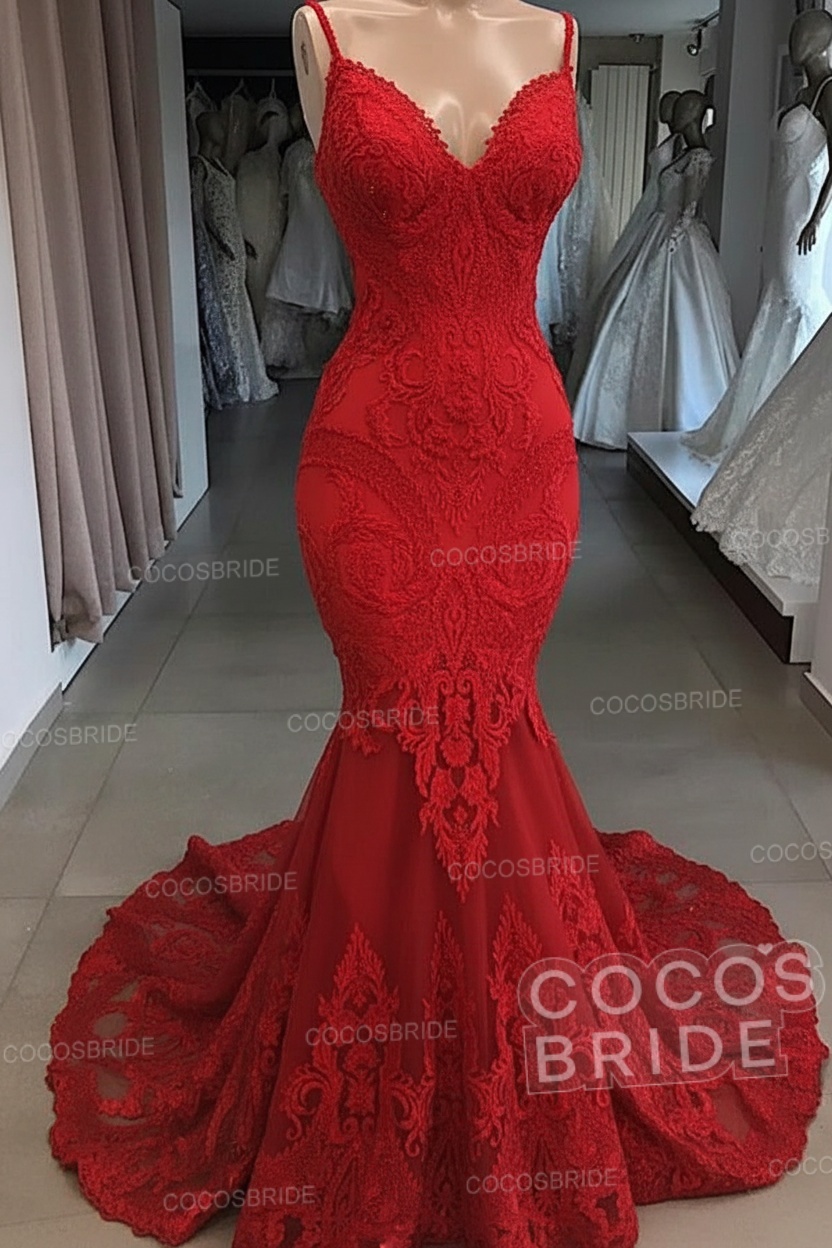 Elegant Long Sweetheart Open Back Appliques Lace Tulle Mermaid Wedding Dress