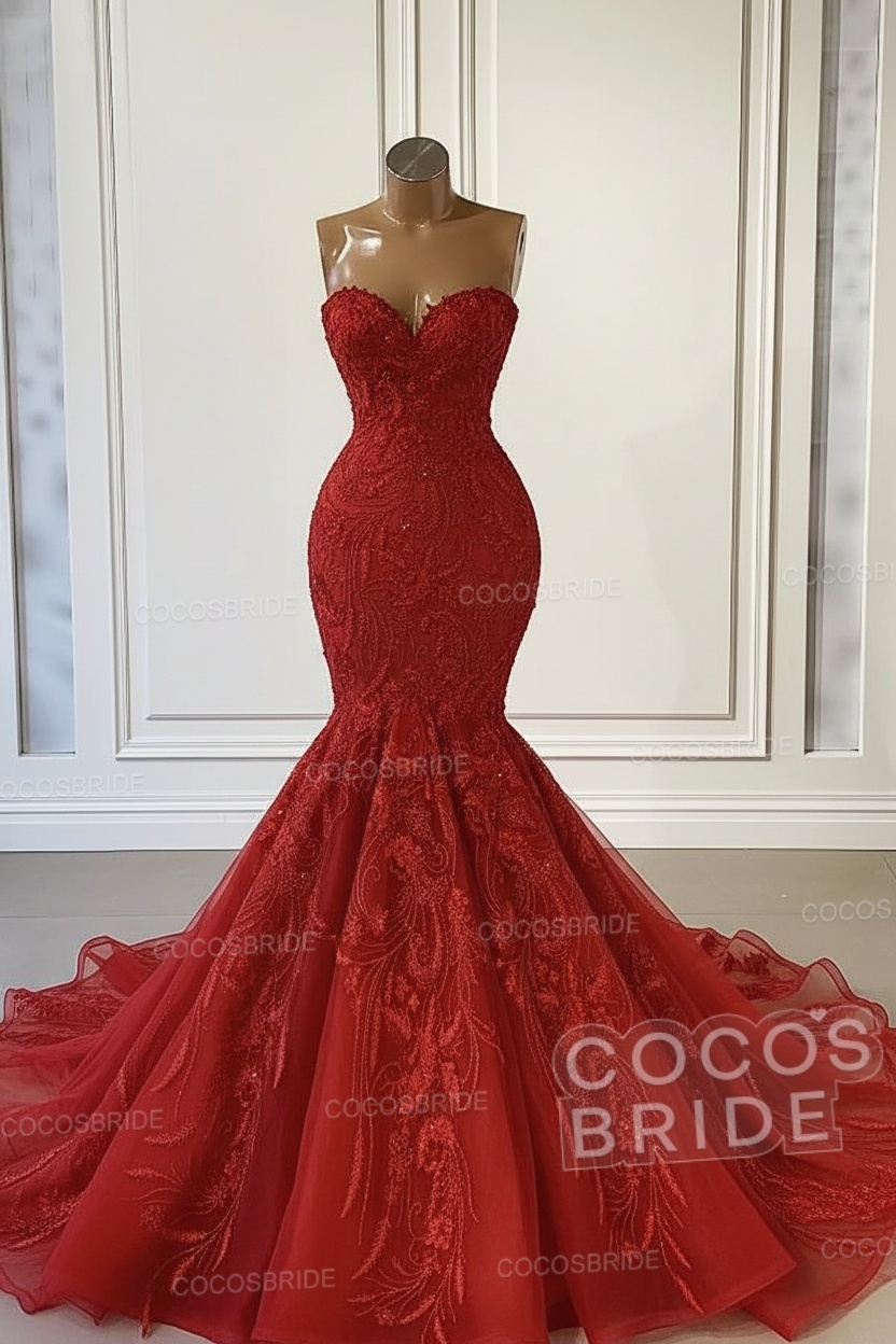 Charming Sweetheart Sleeveless Long Mermaid Wedding Dress with Appliques