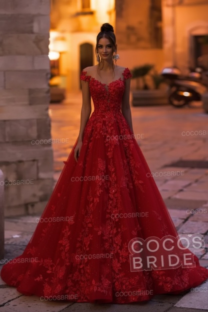 Elegant A-Line Bateau Appliques Lace Backless Floor Length Sequins Wedding Dress