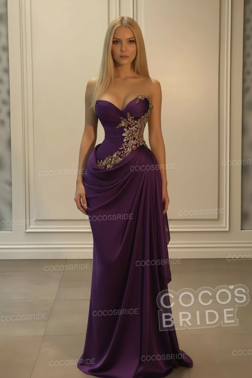 Sweetheart Mermaid Long Chiffon Prom Dress with Beads