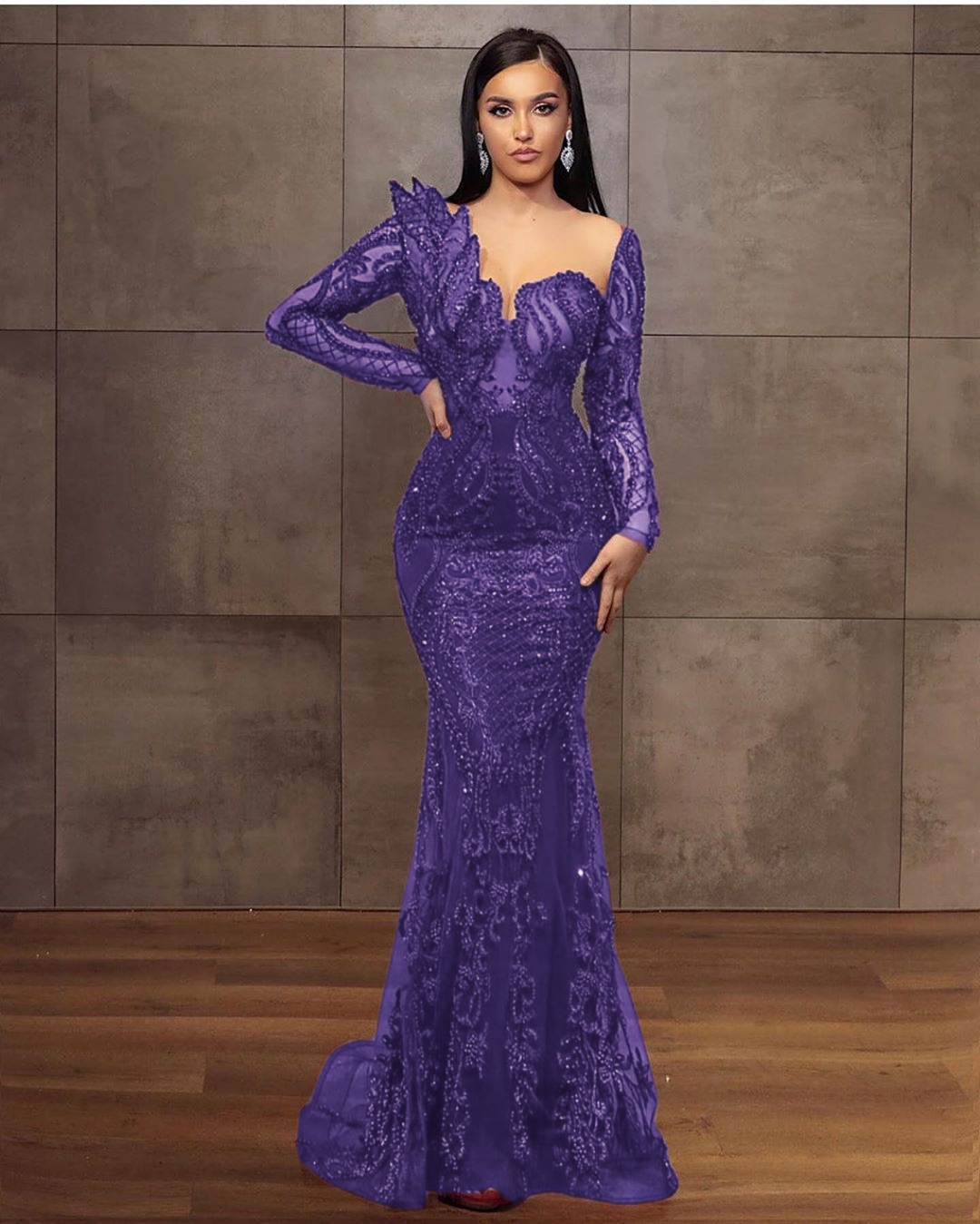 Stunning Burgundy Long Mermaid Sweetheart Lace Tulle Formal Evening Dresses