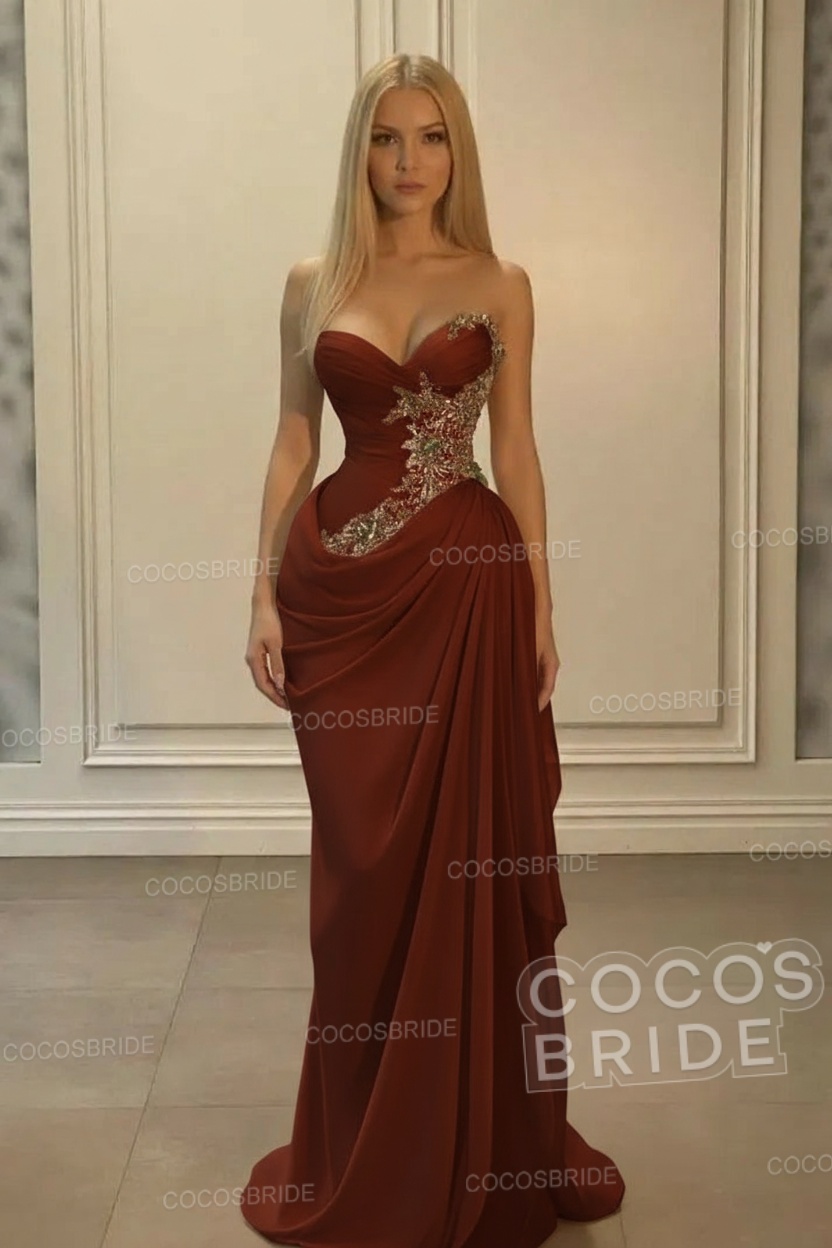 Sweetheart Mermaid Long Chiffon Prom Dress with Beads