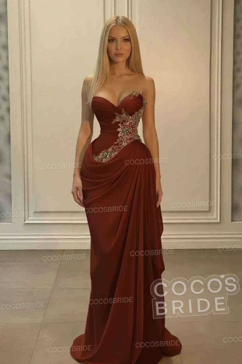 Sweetheart Mermaid Long Chiffon Prom Dress with Beads