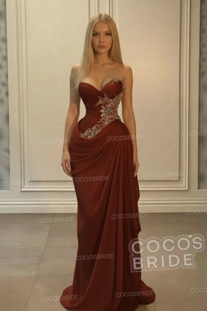Sweetheart Mermaid Long Chiffon Prom Dress with Beads