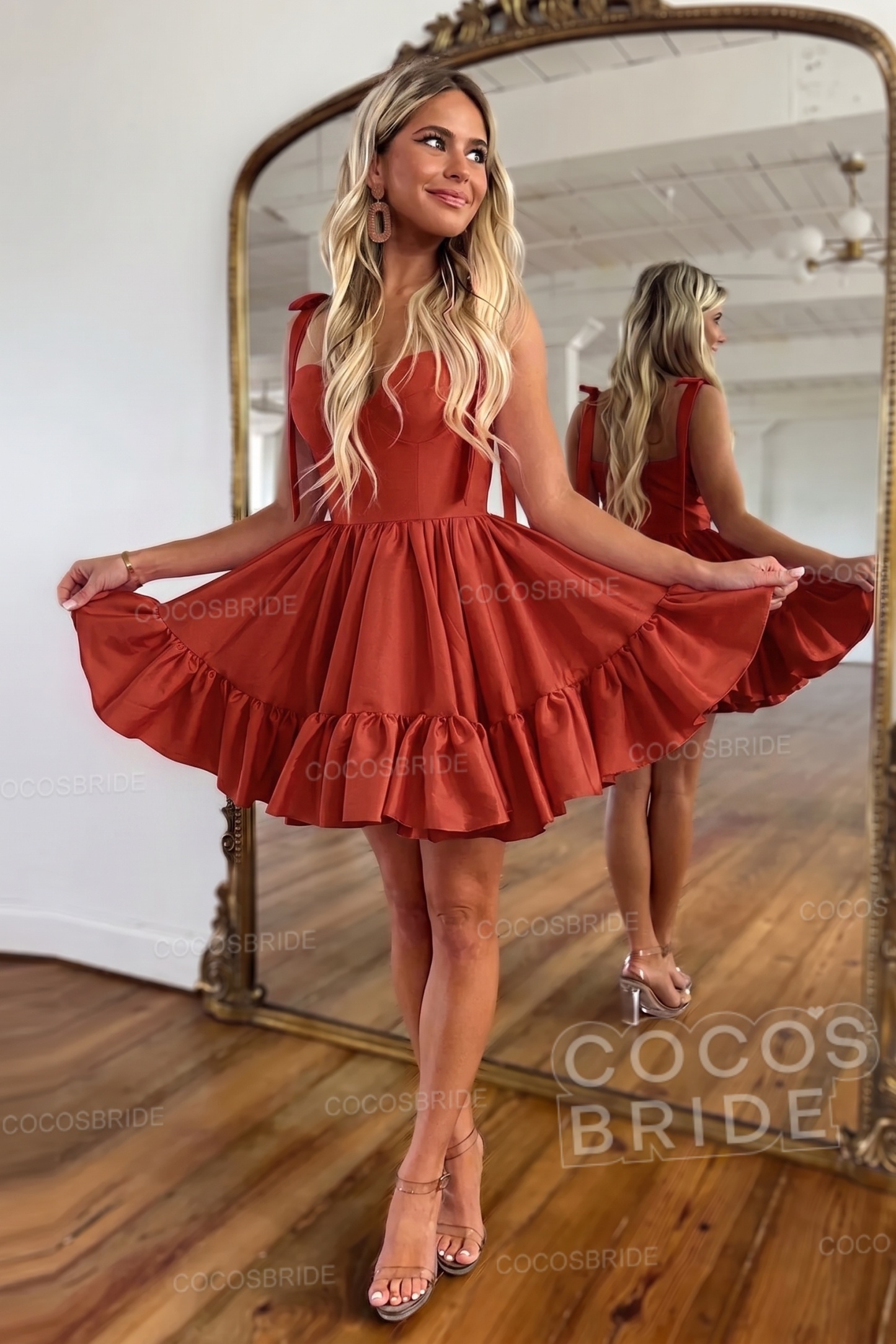 Simple Pink A-Line Short Satin Sweetheart Homecoming Dress