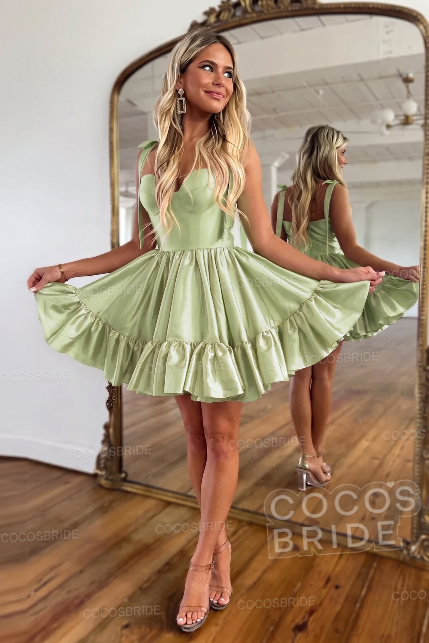 Simple Pink A-Line Short Satin Sweetheart Homecoming Dress