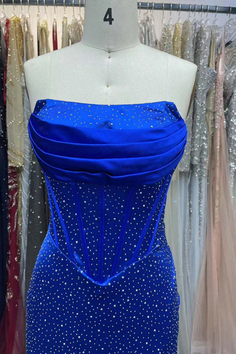 Cocosbride Strapless Sleeveless Sequined Mermaid Prom Dress with Split