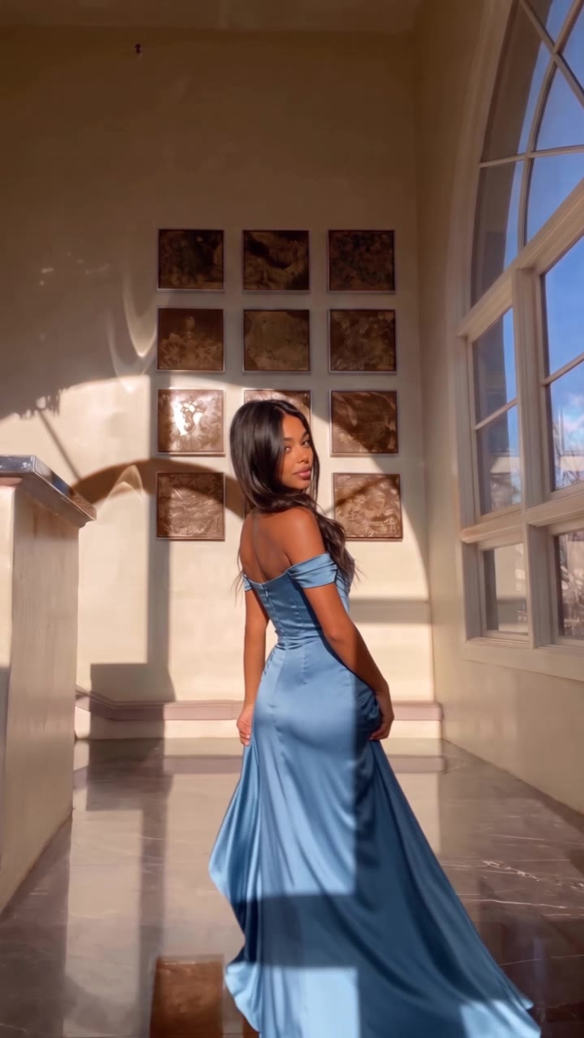 Sexy Long Off the Shoulder Deep V-neck Sequins Ruffles Prom Dress With Slit
