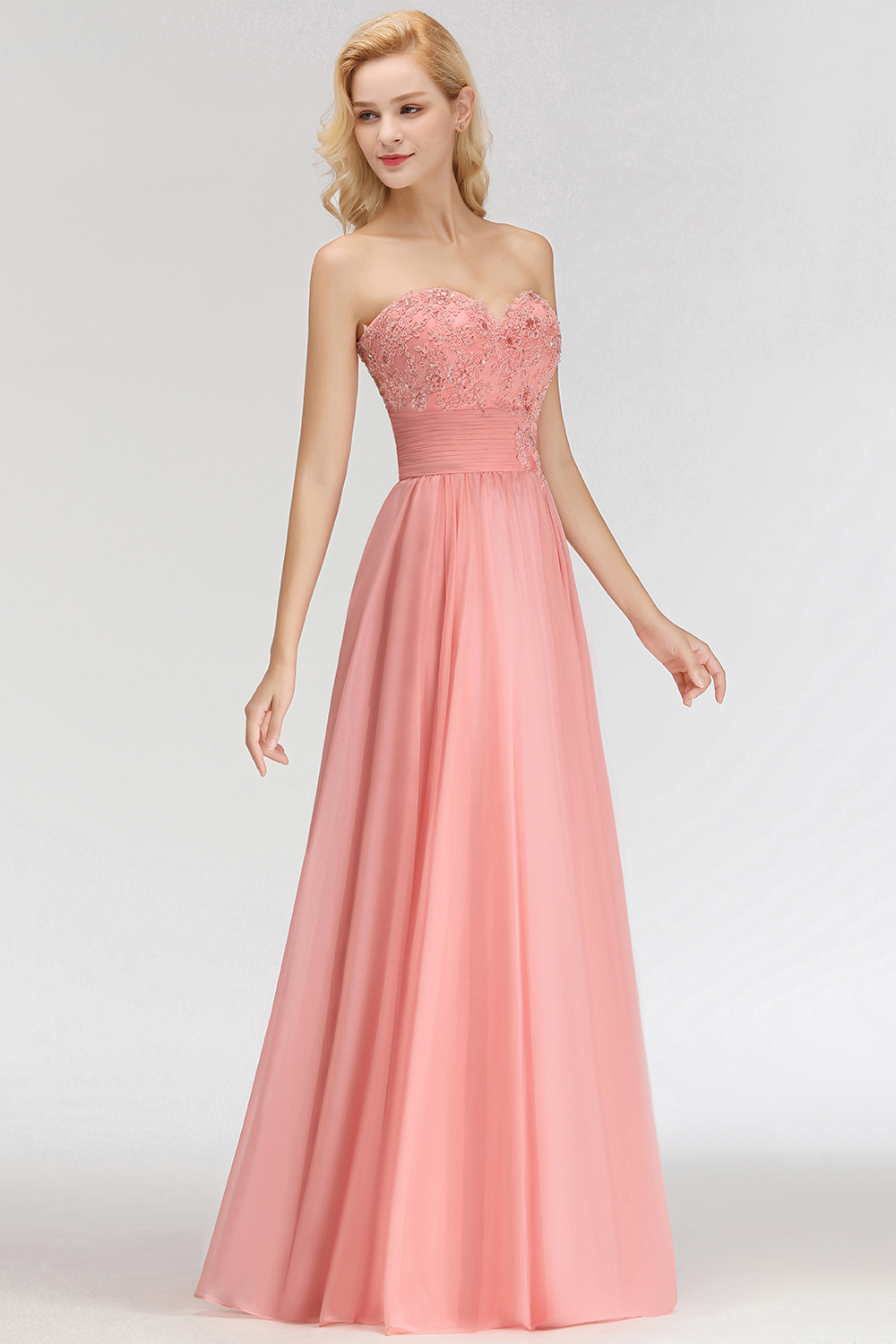 Sexy Sweetheart A-Line Appliques Long Chiffon Bridesmaid Dress