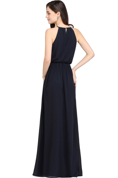 Simple A-Line Chiffon Halter Sleeveless Floor-Length Bridesmaid Dresses