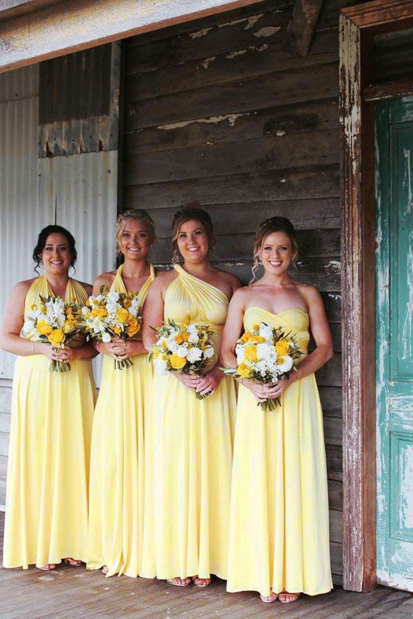 Simple Convertible Long Daffodil Bridesmaid Dresses Multiway Infinity Dress
