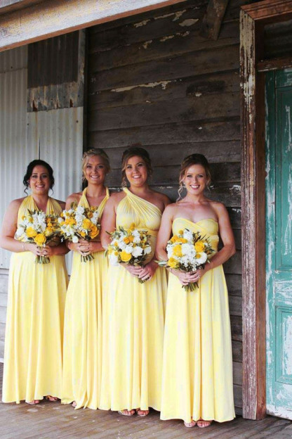 Simple Convertible Long Daffodil Bridesmaid Dresses Multiway Infinity Dress
