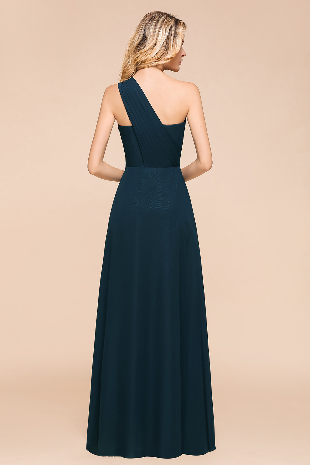 Simple One Shoulder A-line Floor-length Chiffon Bridesmaid Dress With Ruched