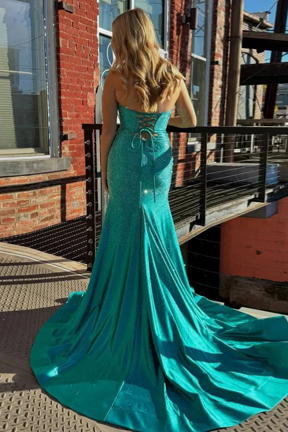 Sparkly Strapless Long Mermaid Prom Dress with Beading