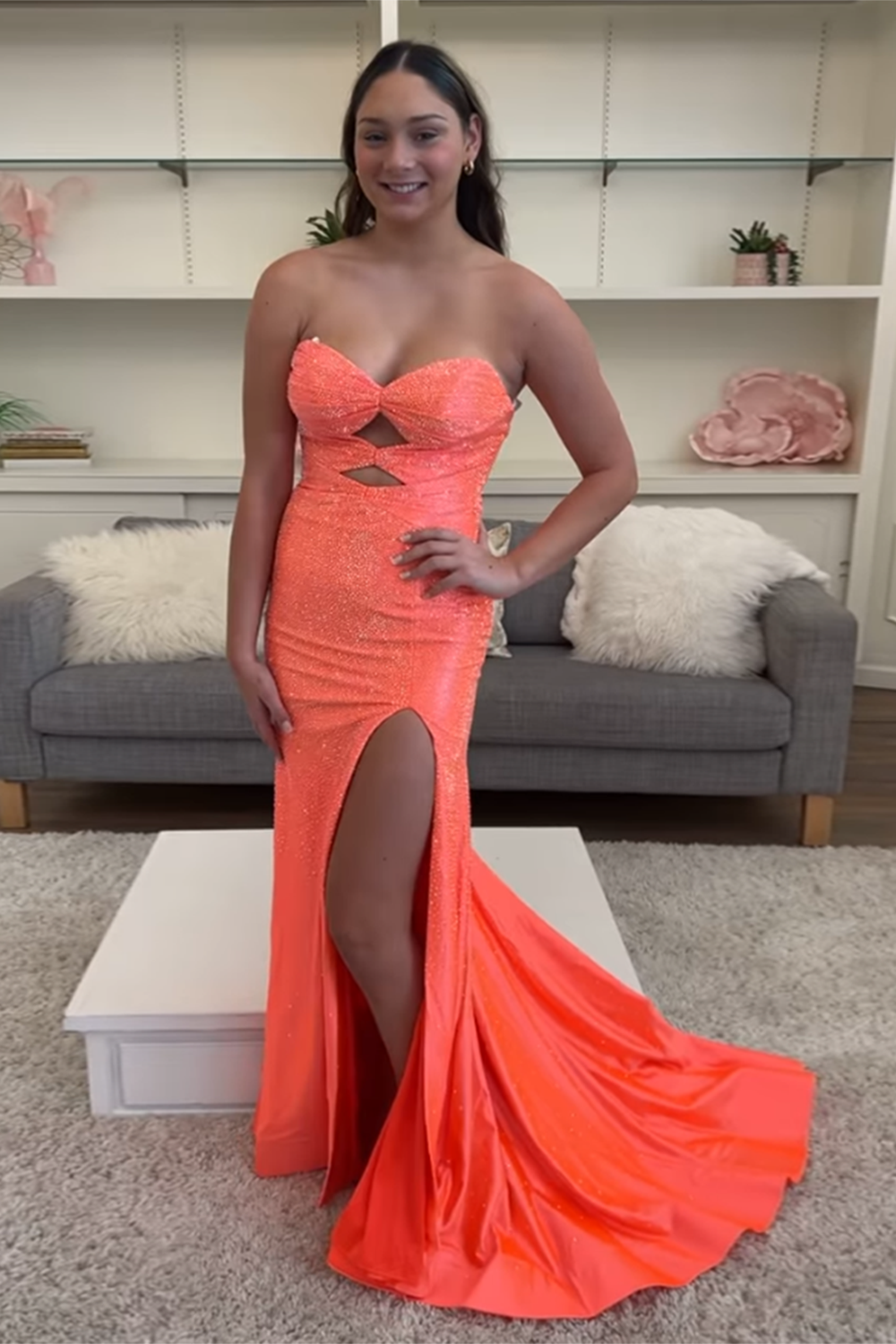 Sparkly Strapless Long Mermaid Prom Dress with Beading