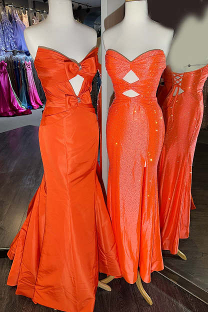 Sparkly Strapless Long Mermaid Prom Dress with Beading