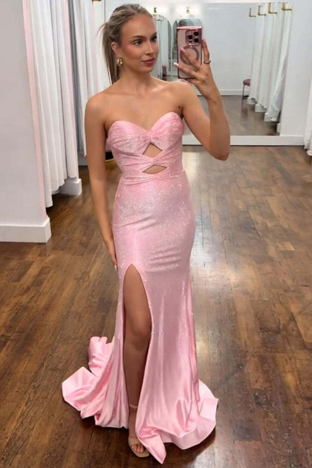 Sparkly Strapless Long Mermaid Prom Dress with Beading